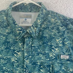 Ocean Coast Mens Advantage Big Tall 4XL Fish Design Vented Short Sleeve 34 X 33